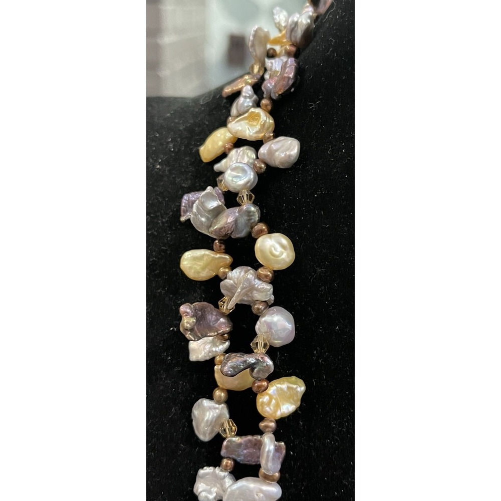 Lucas Lameth LUC 925 Baroque Freshwater Pearl 2 Strand Statement Necklace - Picture 9 of 16